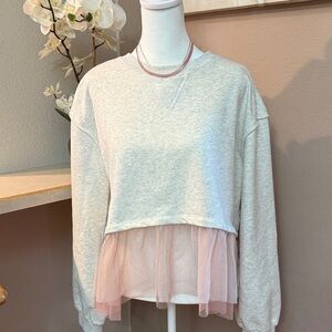 Hem & Thread Gray and Pink Layered Sweater